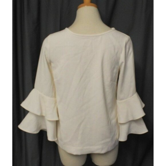 J CREW WOMEN'S TIERED BELL-SLEEVE TOP IN DRAPEY CREPE IVORY H2197 NEW SIZE 00 - Picture 1 of 3
